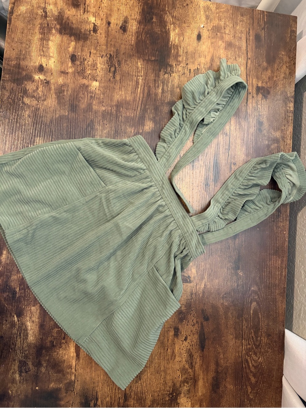 wonder nation Olive Green Ruffle Strap Corduroy Camisole